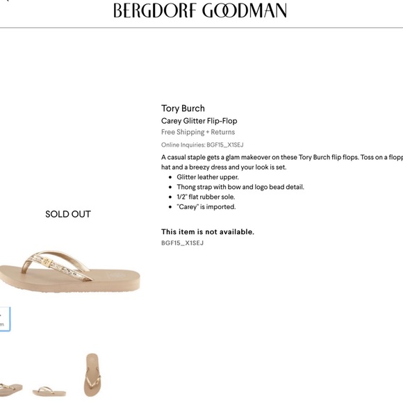 TORY BURCH GOLD GLITTER / METALLIC LEATHER DRESSY FLIP FLOP WITH ACCENT BOW LOGO - Picture 5 of 15